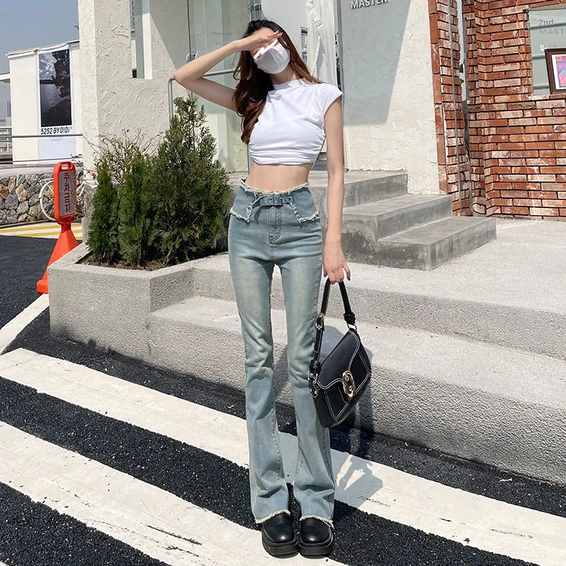 IELGY   Quần Jean Nữ Lưng Cao Dáng Ôm Thời Trang Cá Tính