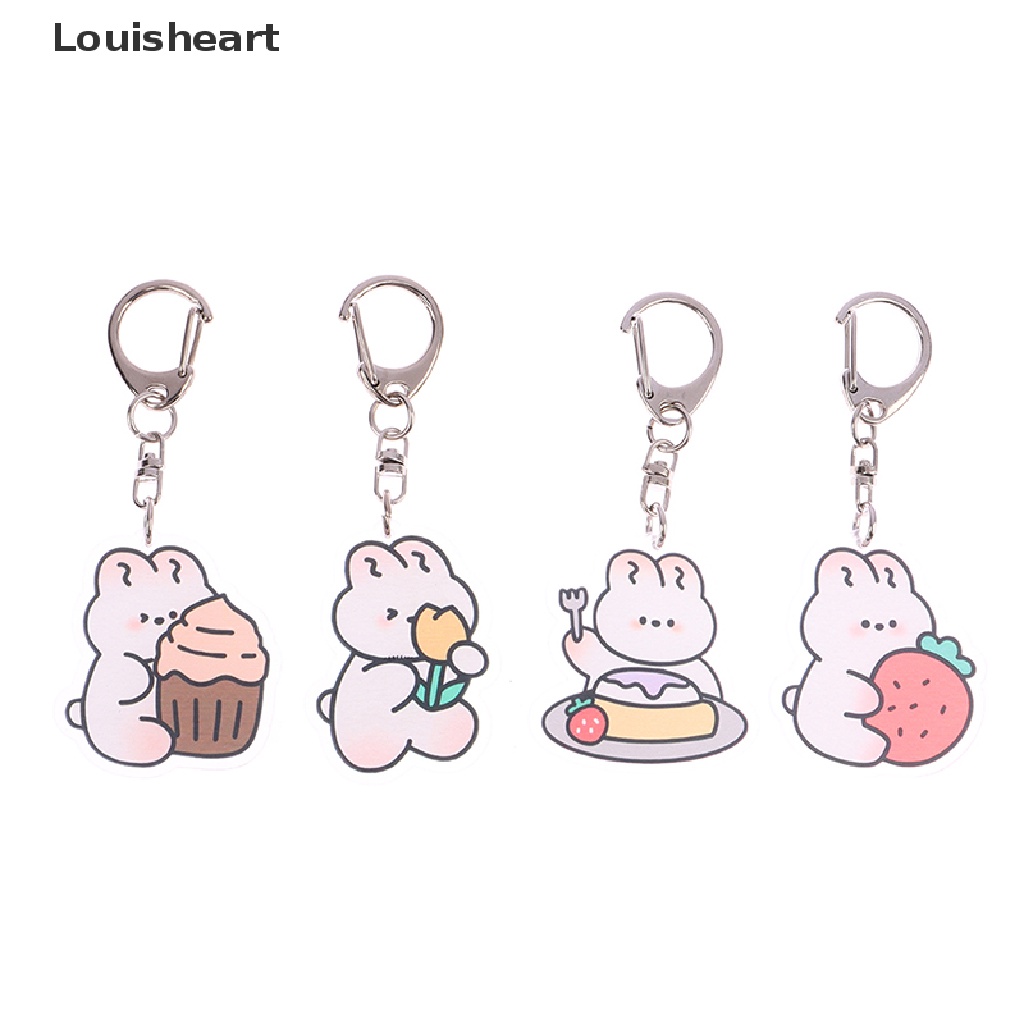 Louisheart Móc Khóa Hình Thỏ Trắng Bằng Acrylic Dễ Thương