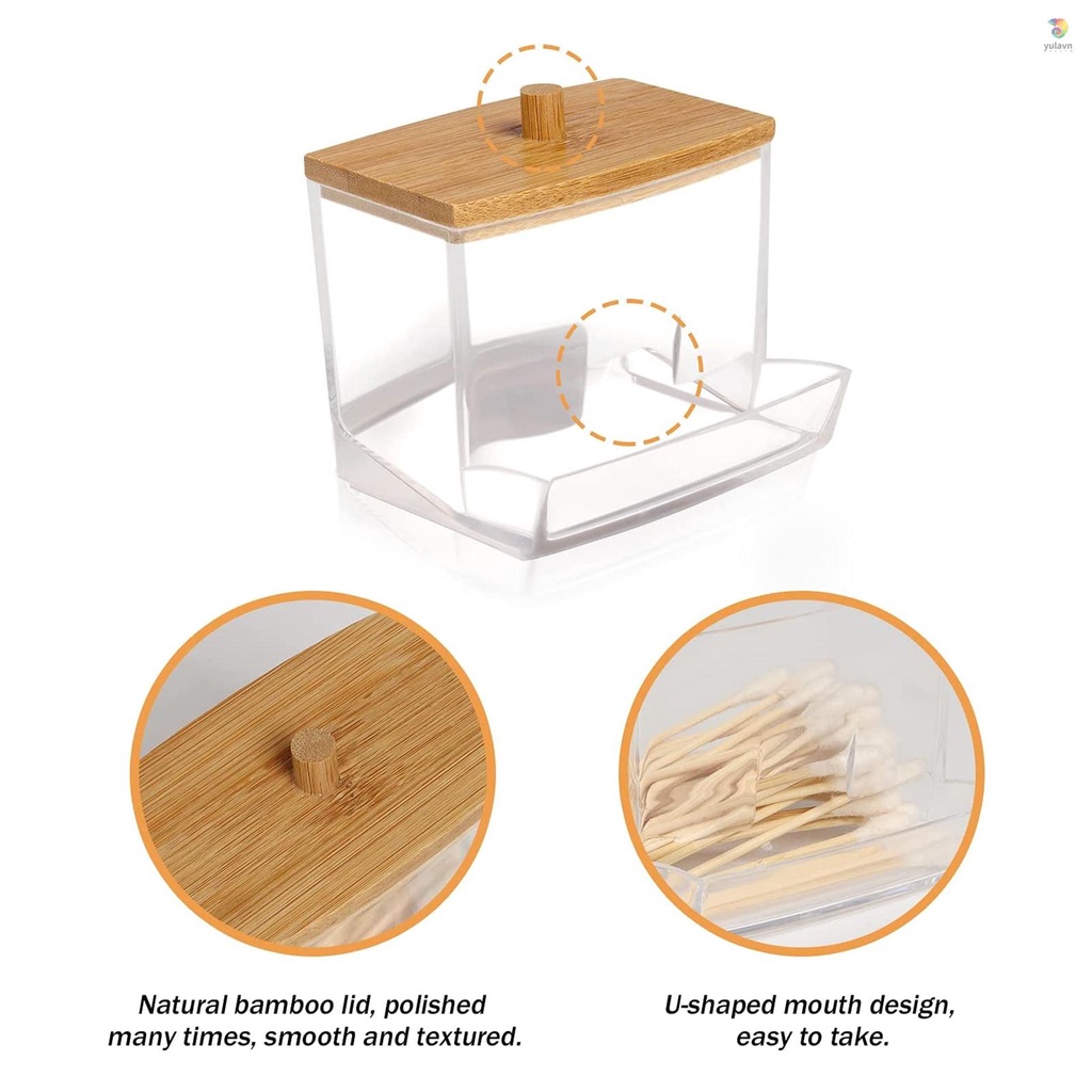 1 Hộp Đựng Tăm Bông Bằng Acrylic Chất Lượng Cao Cho Nhà Tắm