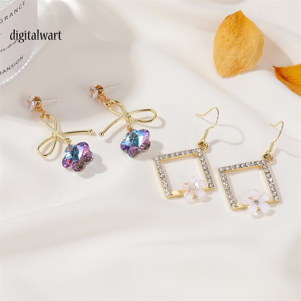 Kỹ Thuật Số| Bông Tai Dáng Dài Đính Đá Zircon Màu Sắc Gradient Thanh Lịch Dành Cho Nữ