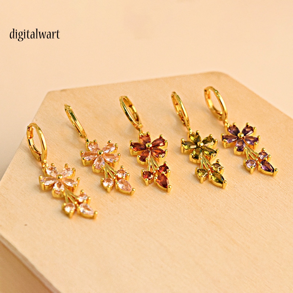 Kỹ Thuật Số| 1 Đôi Bông Tai Tròn Đính Đá Zircon Bằng Đồng Tinh Xảo Quyến Rũ Dành Cho Cuộc Sống Hàng Ngày