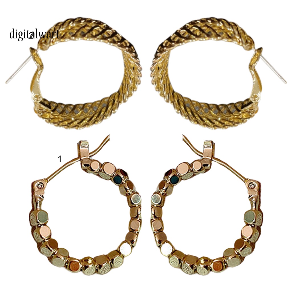 Kỹ Thuật Số| 1 Đôi Bông Tai Tròn Rỗng Cao Cấp Phong Cách Vintage Dành Cho Nữ