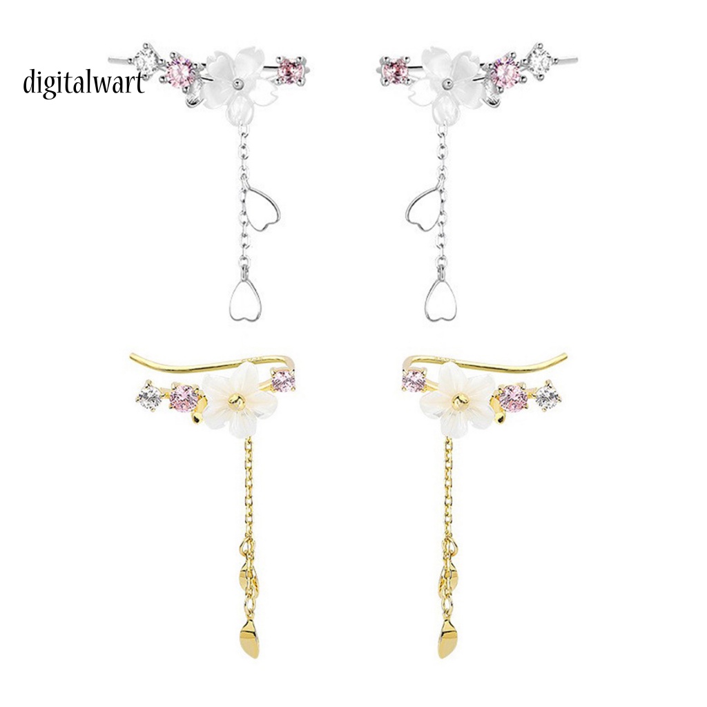 Kỹ Thuật Số| 1 Đôi Bông Tai Hình Hoa / Vỏ Sò Đính Đá Thời Trang Thanh Lịch Dành Cho Nữ