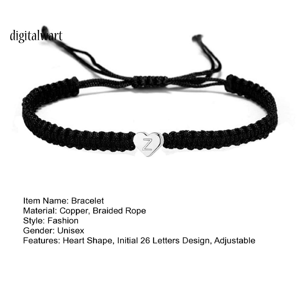 Kỹ Thuật Số| Vòng Tay Dây Bện Co Giãn Mặt 26 Chữ Cái Tùy Chỉnh Thời Trang Cho Cặp Đôi