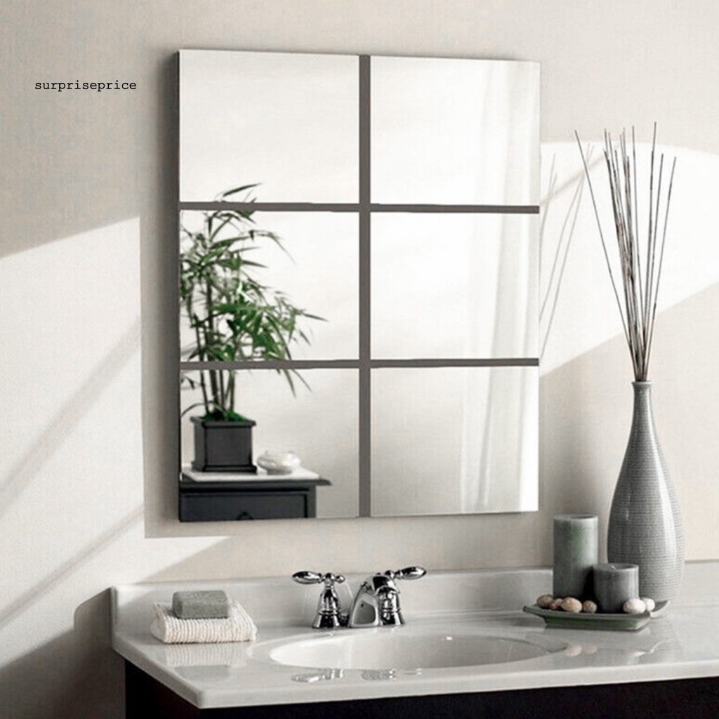 Set 4 Miếng Dán Tường Tráng Gương Acrylic Tự Dính Có Thể Tháo Gỡ Trang Trí Nhà Cửa