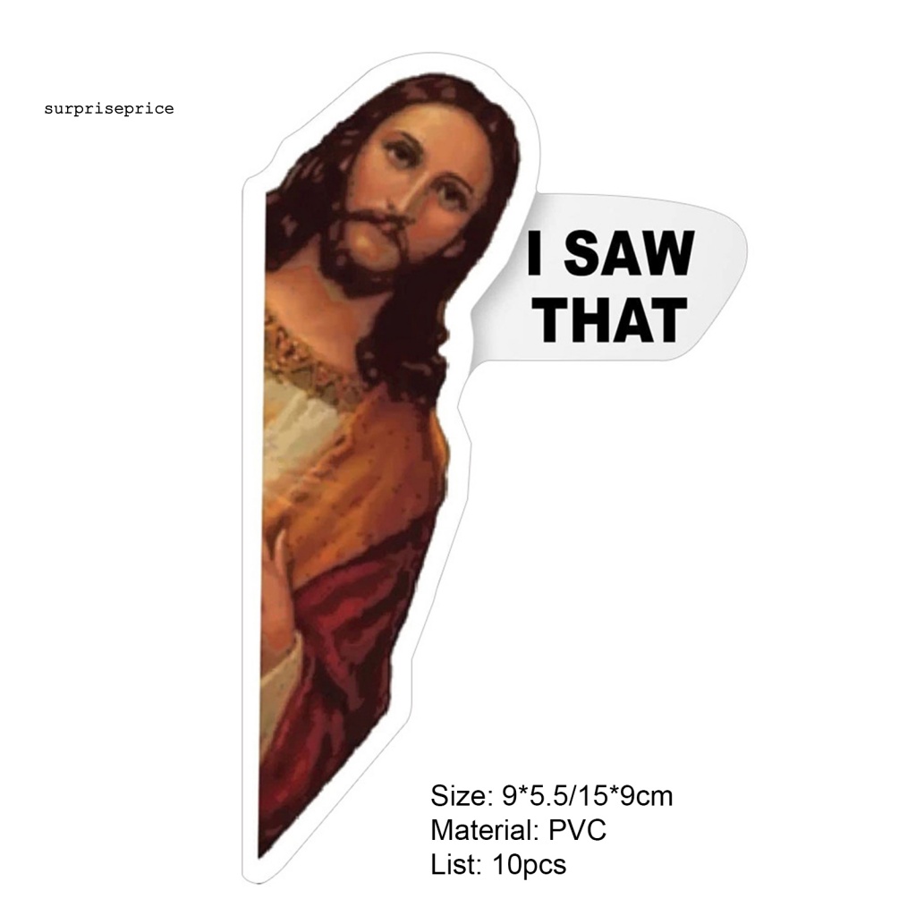 Set 10 Sticker Nhựa PVC Hình Chúa Jesus Trang Trí Máy Tính