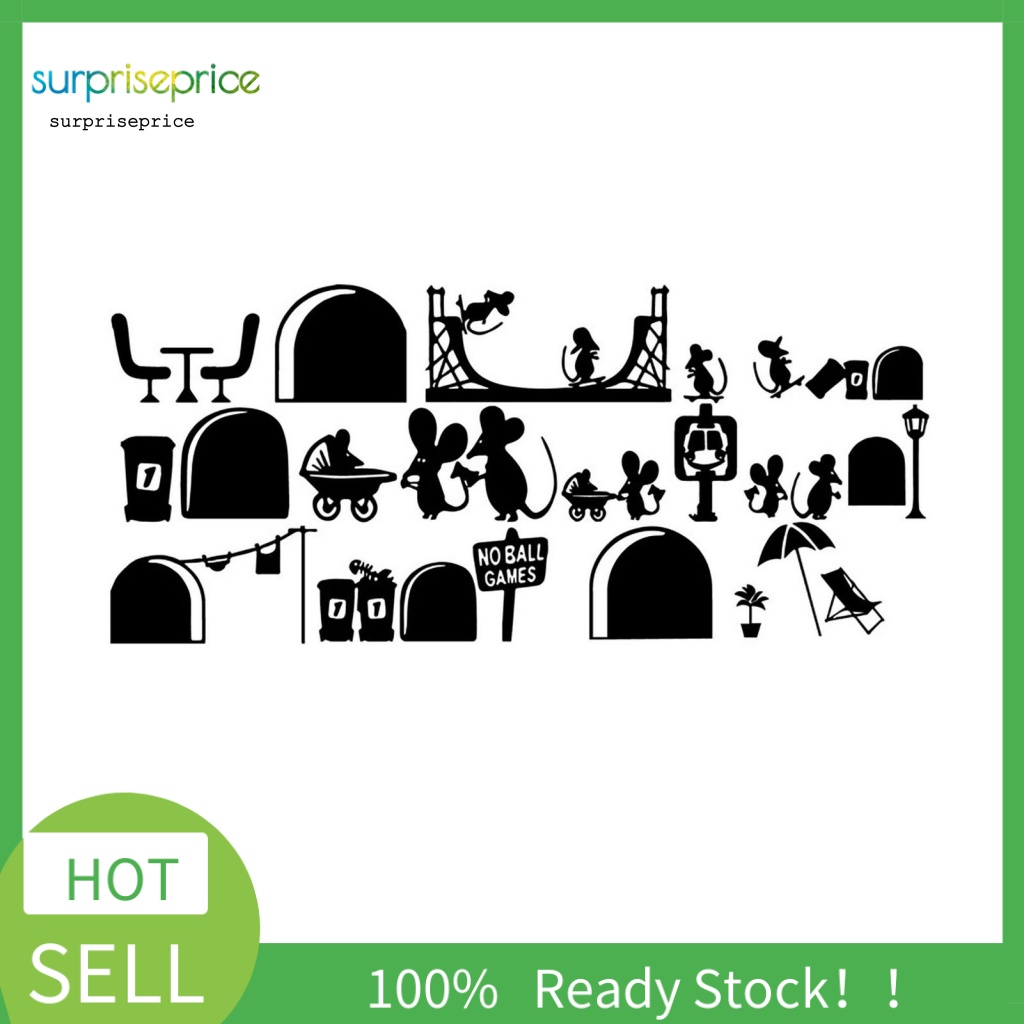 Sticker Dán Tường Trang Trí Hình Chuột Vui Nhộn Không Mùi