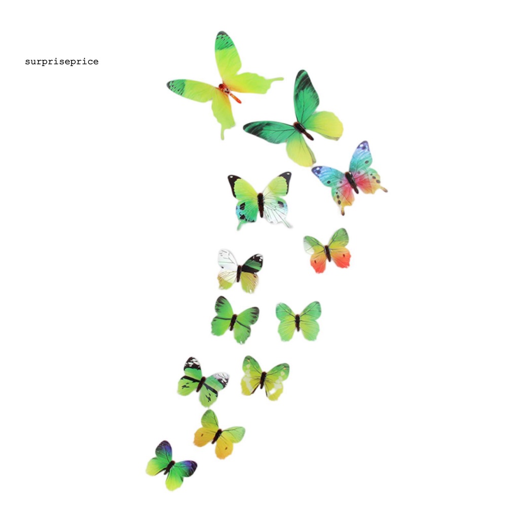 Bộ 12 Miếng Dán Tường Hình Bướm Ba Chiều Màu Dạ Quang Tự Dính Chống Nước Trang Trí Nhà Bếp DIY