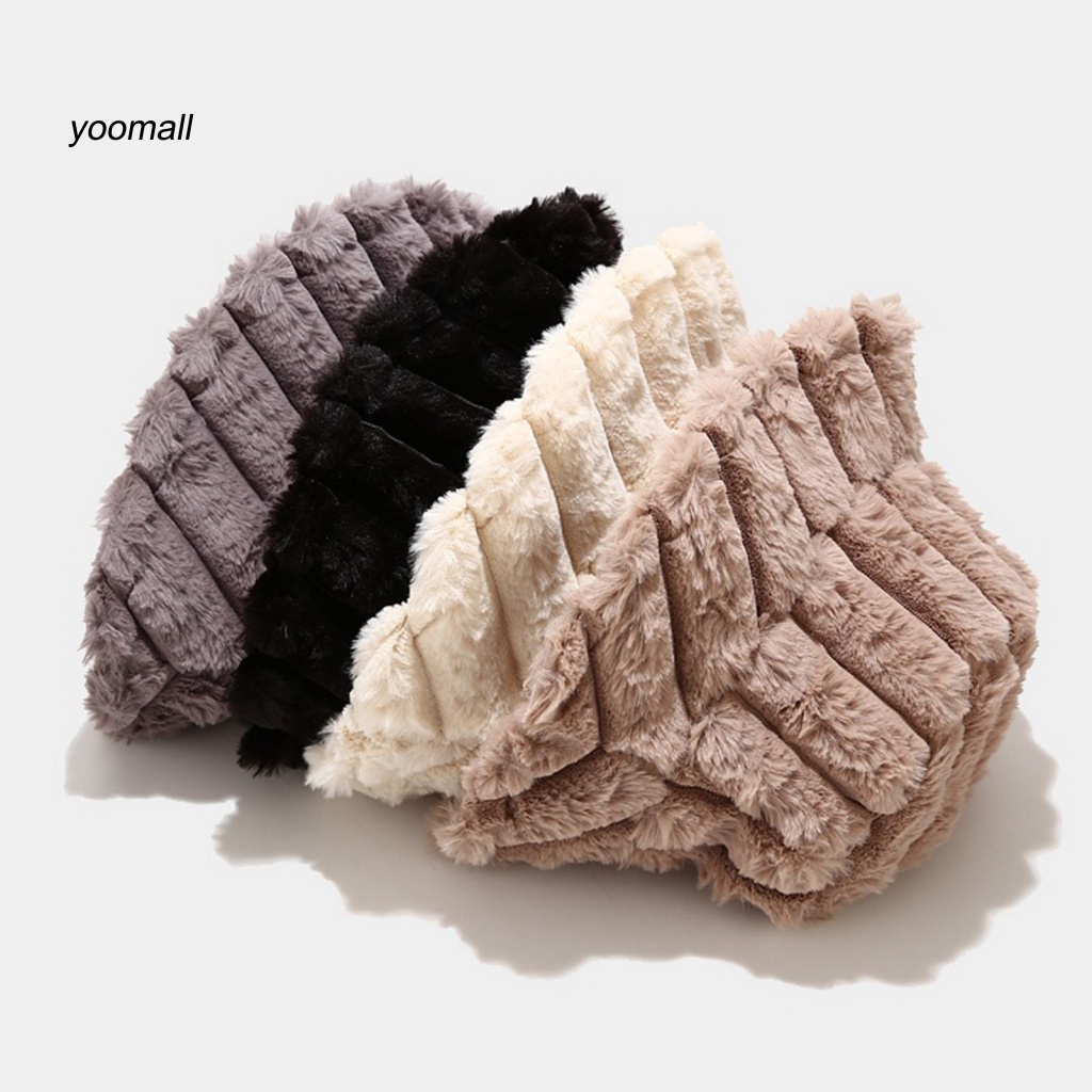 Mũ Tai Bèo Phủ Lông Họa Tiết Kẻ Sọc Phong Cách Vintage Thời Trang Mùa Đông