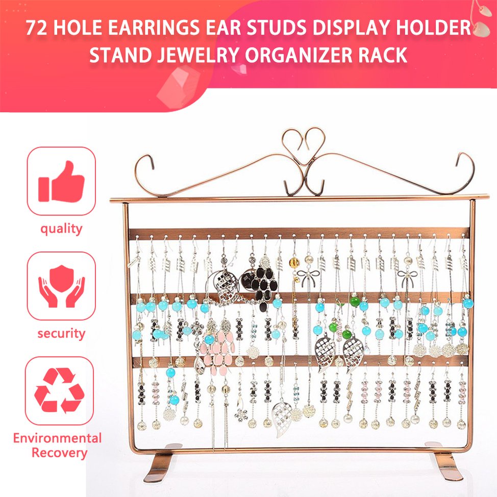72 Hole Earrings Ear Studs Display Holder Stand Jewelry Organizer Rack