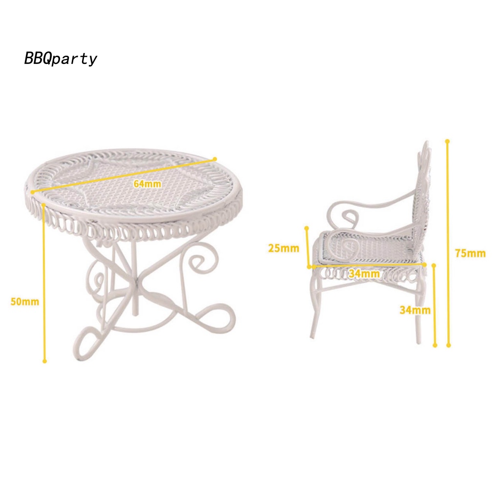 Mô Hình Bàn Ghế Tròn Bằng Sắt Dễ Phối Đồ Trang Trí Nhà Búp Bê
