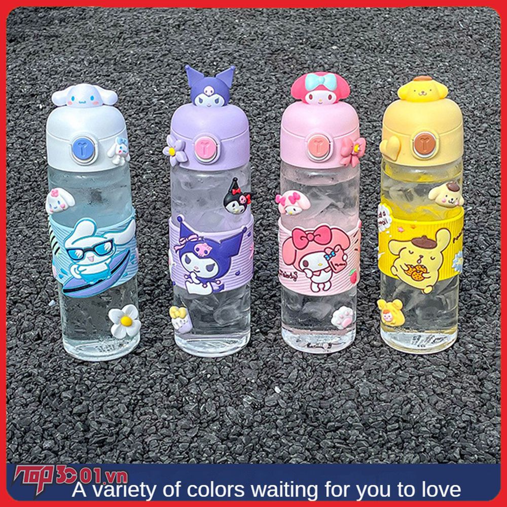 Cốc Thủy Tinh Sanrio Cinnamoroll Anime Hello Kitty 330Ml Bình Nước Thể Thao Kawaii Hoạt Hình Bình Nước Cà Phê Trẻ Em Quà Tặng | Top3C01