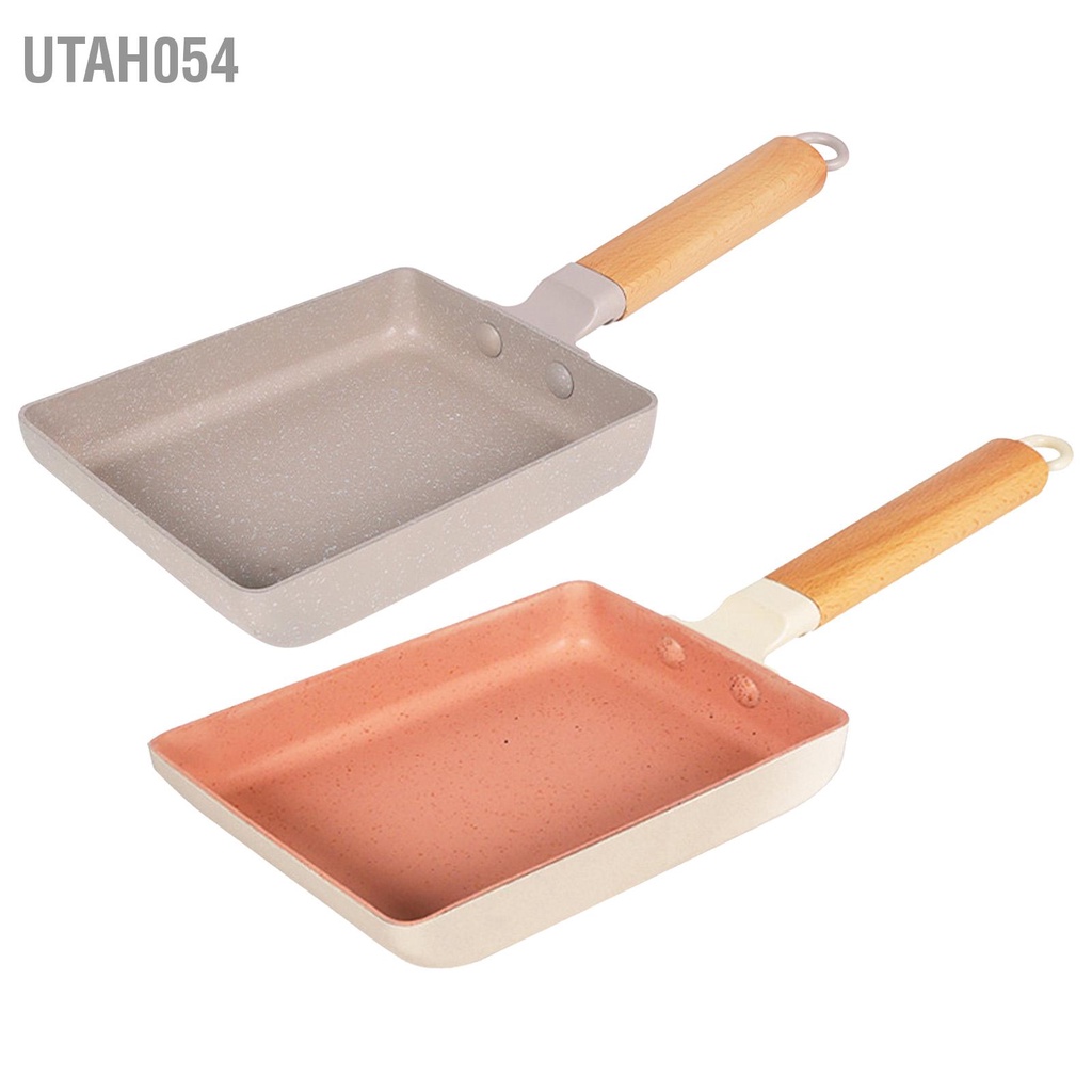 Utah054 Chảo Vuông Đá Maifan Hợp Kim Dày Có Thể Tháo Rời Tay Cầm Bằng Gỗ Nấu Ăn Cho Nhà Bếp Gia Đình