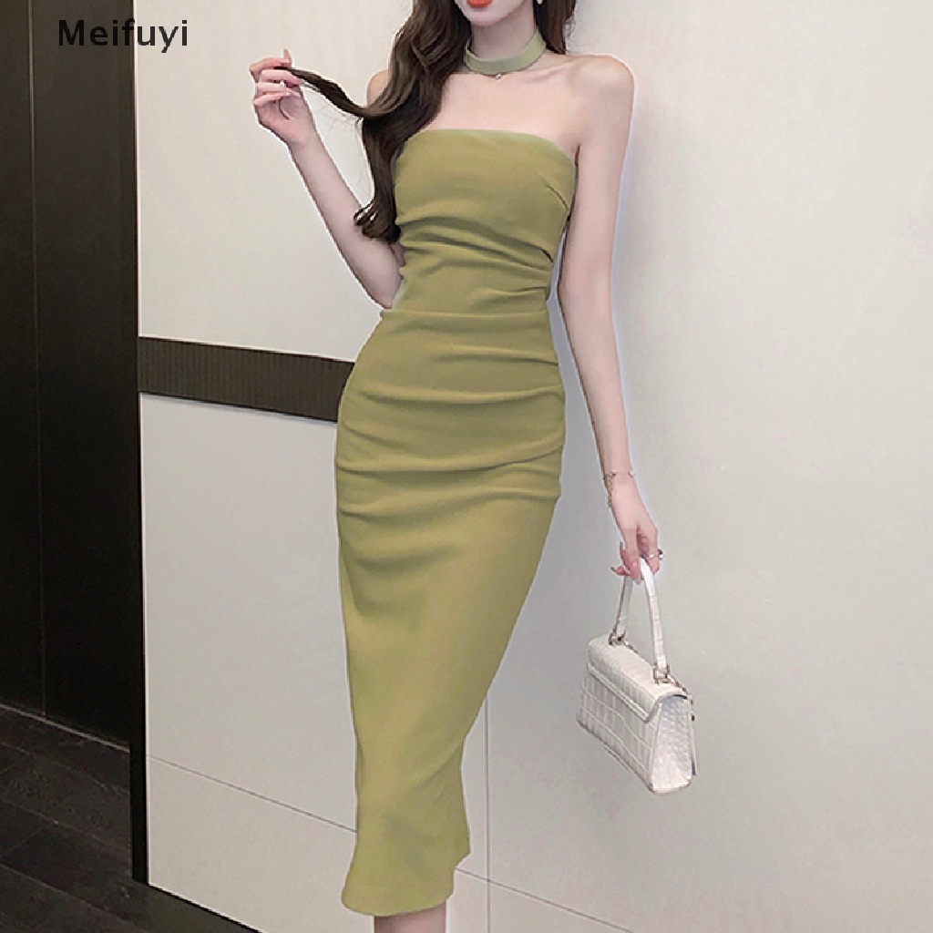 Đầm Hai Dây Ôm Dáng Co Giãn Màu Trơn Phong Cách Vintage Quyến Rũ Cho Nữ