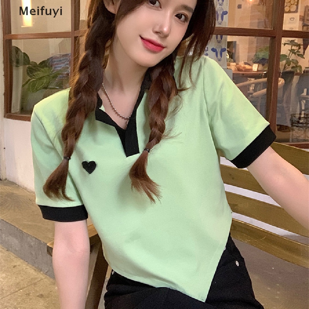 Áo Thun Crop Top Tay Ngắn Màu Sắc Tương Phản Thời Trang Mùa Hè Cho Nữ