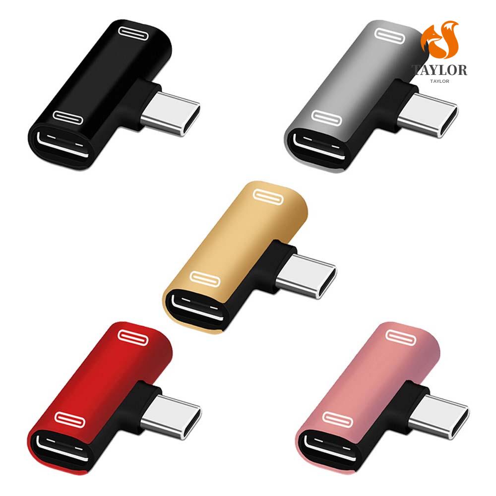 Đầu chuyển đổi bộ sạc/đầu cắm tai nghe 2 trong 1 Loại-C cực dương sang cực âm nhiều màu