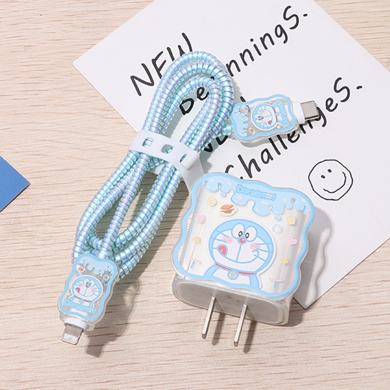 Bộ Vỏ Bảo Vệ Dây Cáp Sạc Apple Chính Hãng Hình Doraemon
