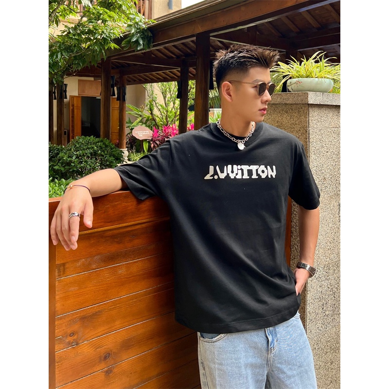 Áo Thun Tay Ngắn L55V-Explosive series Hướng Dương In Chữ Cái Thời Trang Mới Nhất Cho Nam Và Nữ Mão67 Tyold56olty