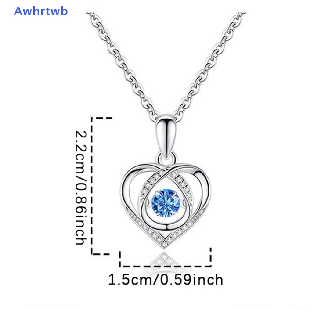 Vòng cổ Mặt Hình Trái Tim Bằng Thép Không Gỉ Đính Pha Lê Xanh Dương Thời Trang Cho Nữ Mới