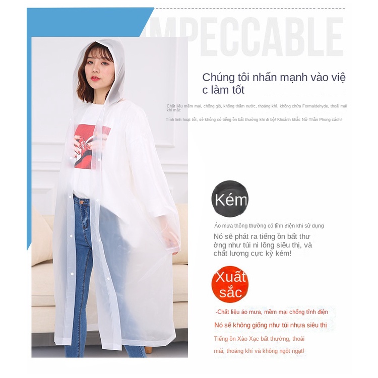 Áo Mưa Dáng Dài Bằng peva Dày Dặn Không Thể Tháo Rời Tiện Dụng Mang Theo Du Lịch / Leo Núi Cho Nam Và Nữ