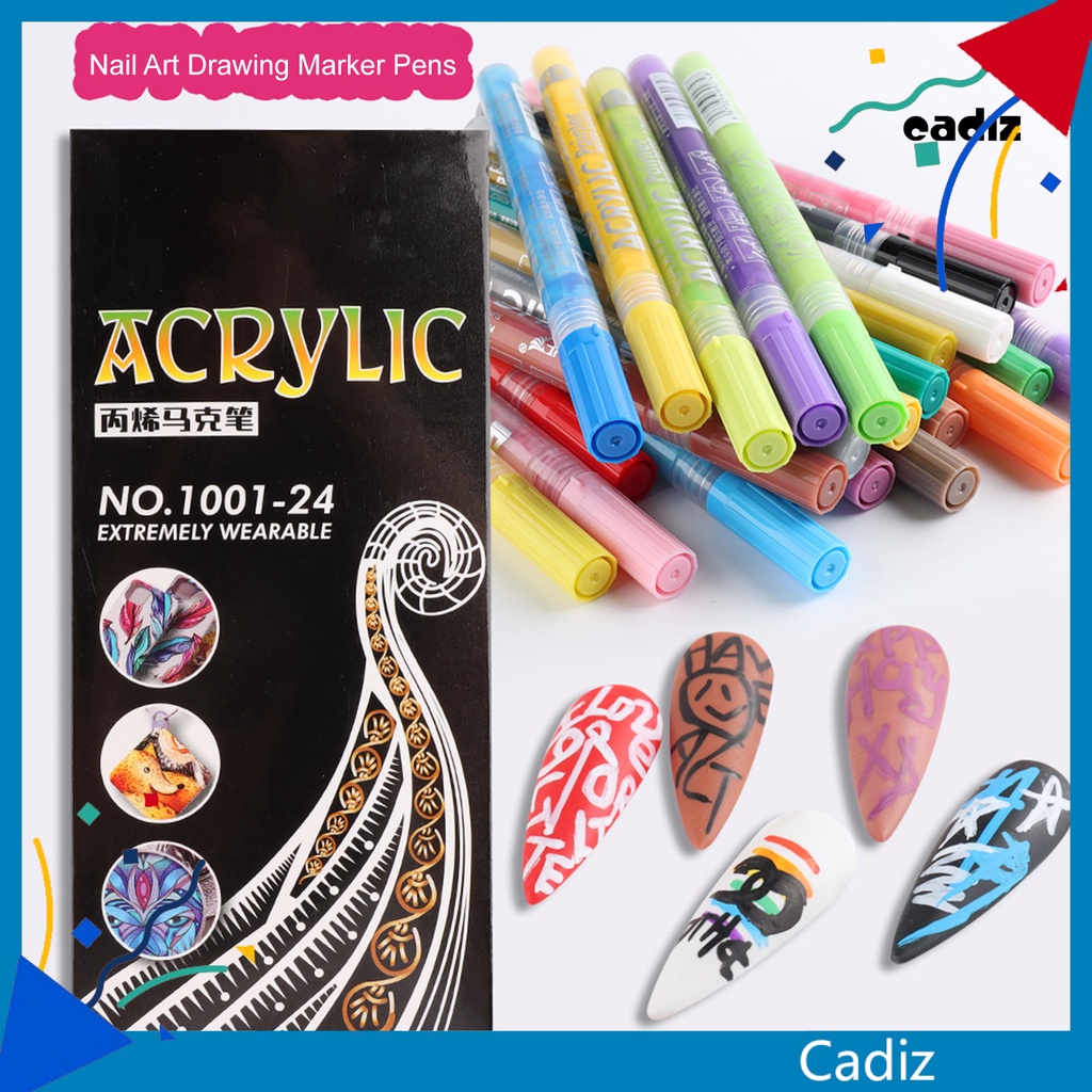 Bộ 12 Cây Bút Vẽ Móng Tay 12 Màu Chống Nước Mịn Màng DIY