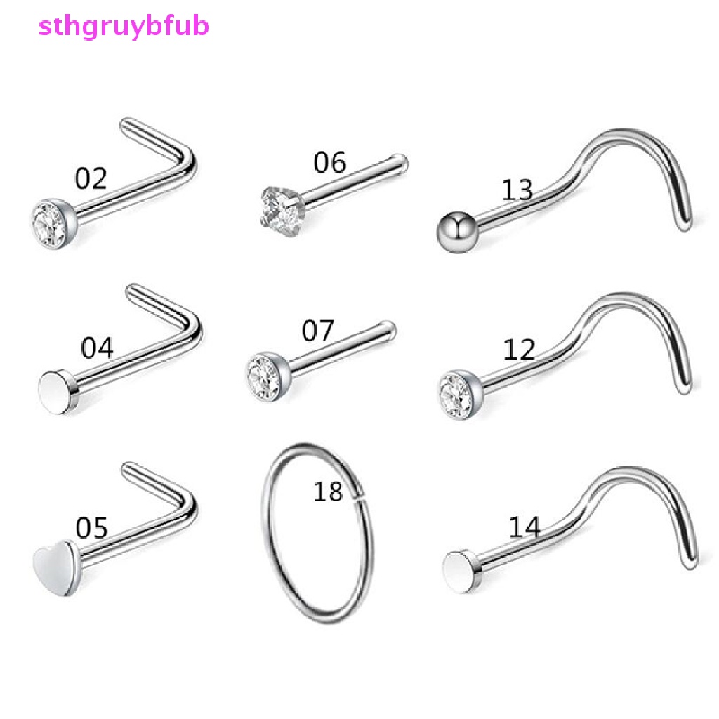 Bộ Khuyên Mũi Thẳng / Cong Bằng Thép Không Gỉ 20G
