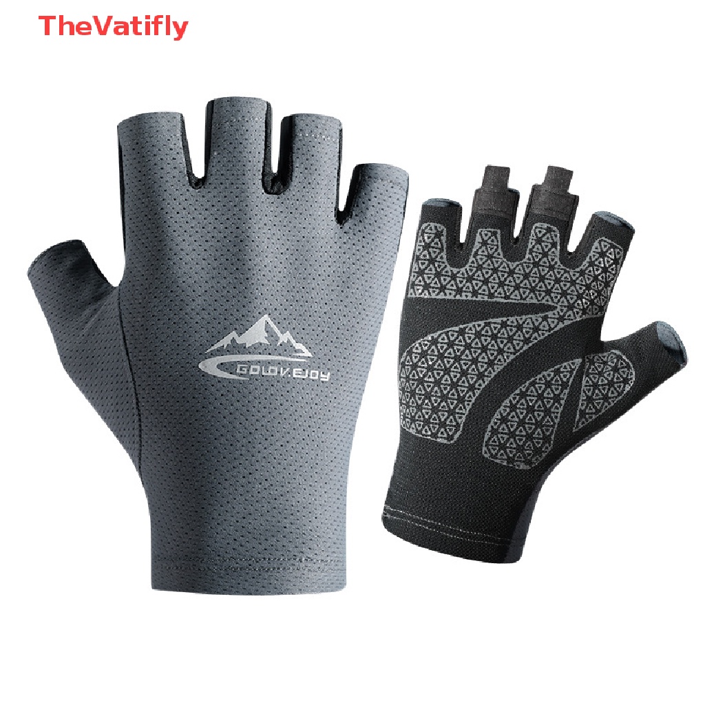 Găng Tay Nửa Ngón Bằng Lụa Lạnh Gọn Nhẹ Chống Trượt Thoáng Khí