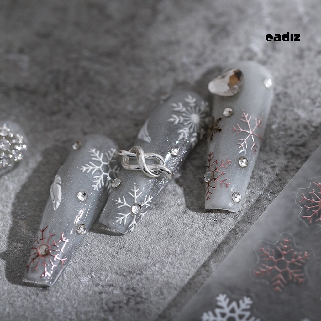 Miếng Dán Trang Trí Móng Tay 5D Hình Bông Tuyết / Lông Vũ Siêu Mỏng Chống Rơi