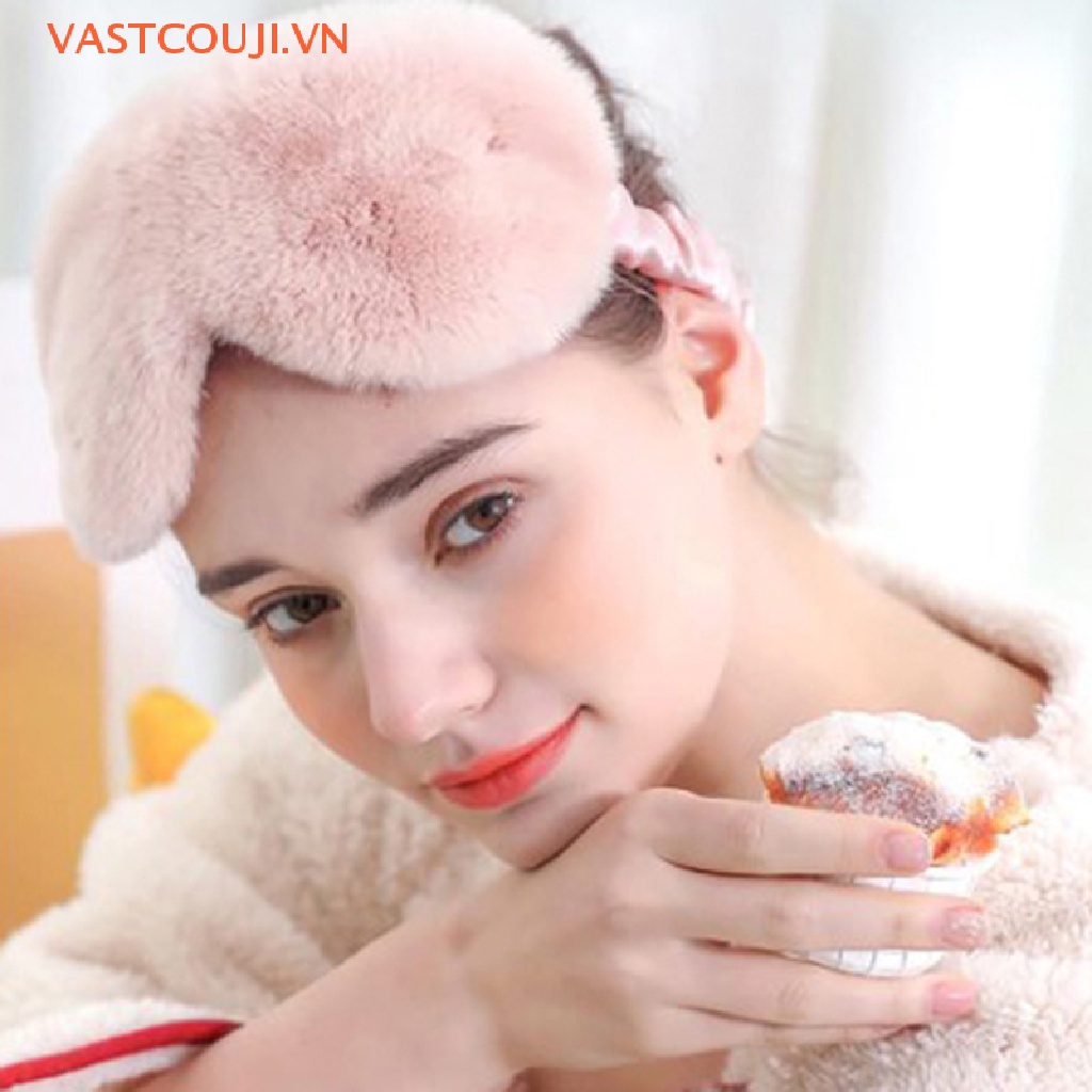 Bịt Mắt Ngủ Phủ Lông Mềm Mại Họa Tiết Trái Tim Đáng Yêu VASTJI