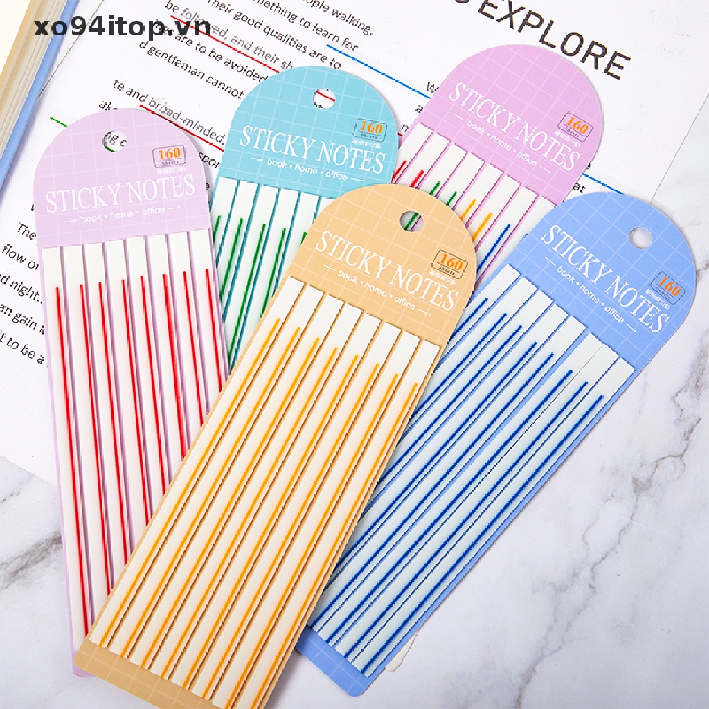 Set 60 Miếng Dán Ghi Chú Kẻ Sọc Ngang Màu Macaron Trong Suốt Dùng Cho Trường Học / Văn Phòng
