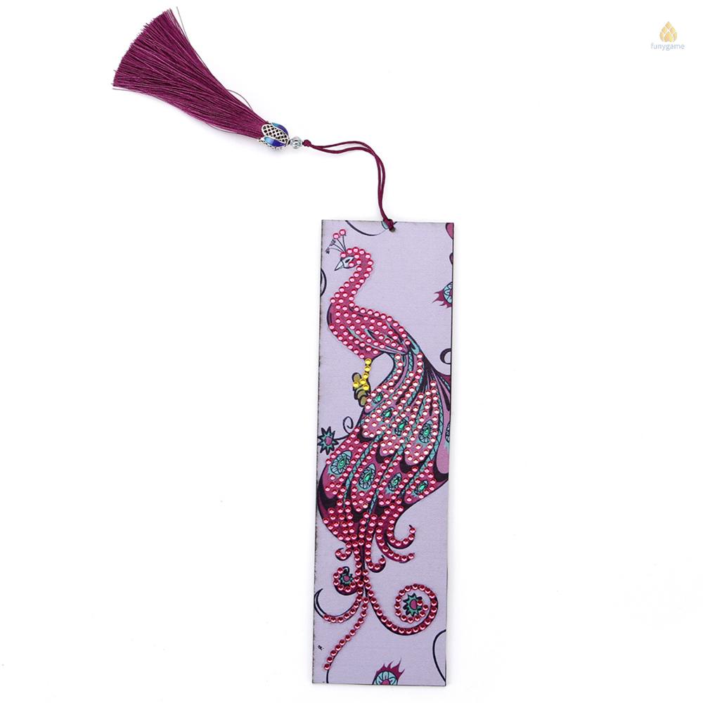 Thẻ Đánh Dấu Sách Bằng Da Họa Tiết Kim Cương Đặc Biệt 5D DIY