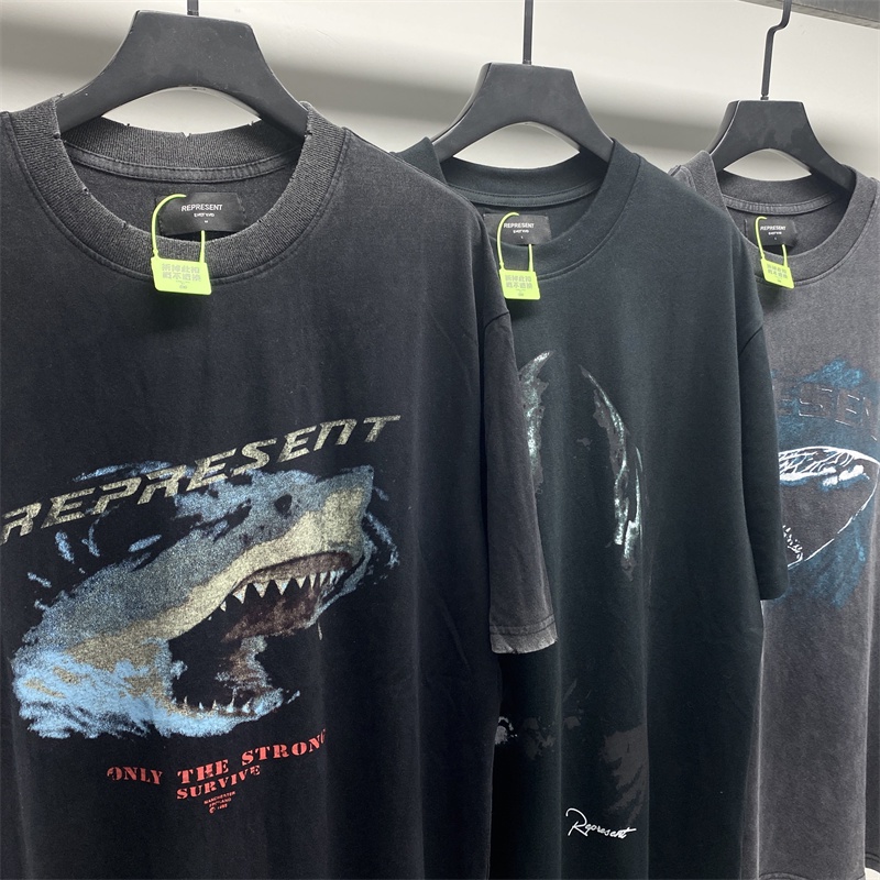 Rep-resent - Teen-tage Tee &amp; - Xu Hướng Mới Nhất Thời Trang Cổ Điển Cá Mập Giặt Nước In Họa Tiết Cổ Điển Đường Phố Cao Cấp Tay Ngắn Jrcfmhsdj