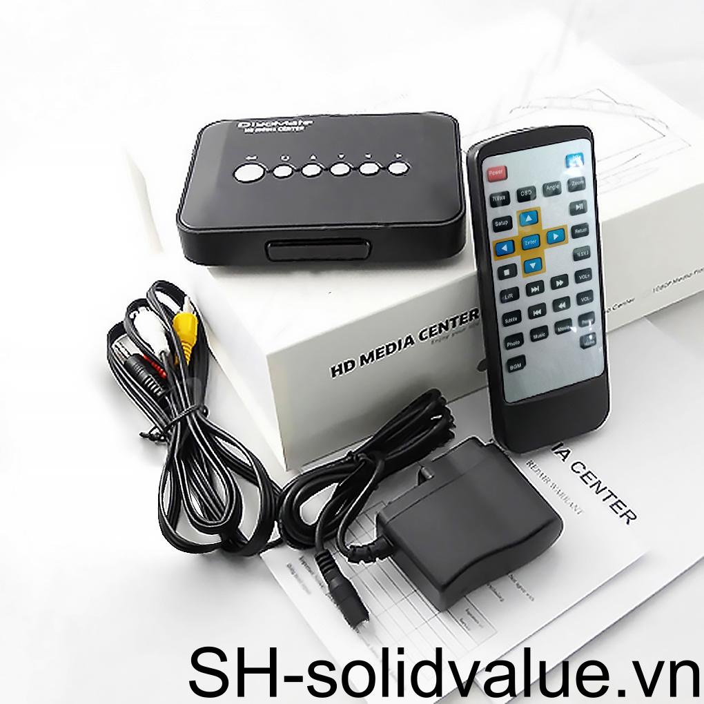 Máy Phát Đa Phương Tiện Mini HD 720P HDD TV Box AV MKV RM USB SDHC