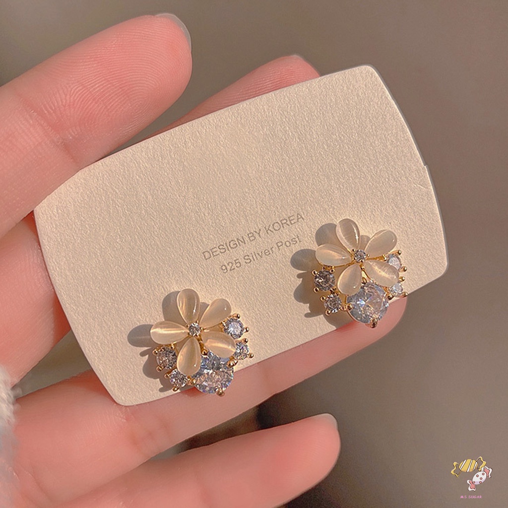 YADORNOS Khuyên Tai Hình Bông Hoa Đính Đá Pha Lê Phong Cách Hàn Quốc Dễ Phối Đồ