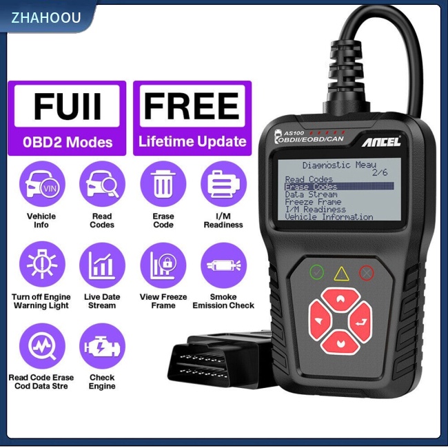 ☃Phụ Kiện Trang Trí Nhà Cửa Kiểu Dáng Dễ Thương Xinh Xắn☃ Máy Quét Kiểm Tra Lỗi Động Cơ Xe Hơi Ancel As100 Obd2