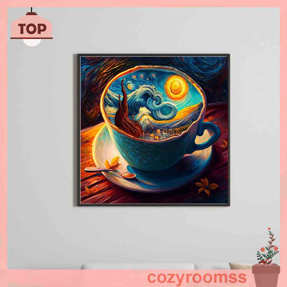 Bộ Tranh Đính Đá 5D Họa Tiết Tách Cà Phê Độc Đáo DIY Dùng Trang Trí Nhà Cửa