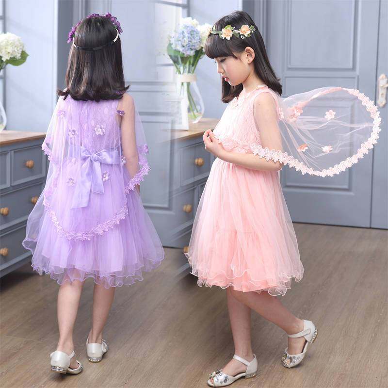Đầm Công Chúa Phồng Phối Ren Hoa 110-160cm Dành Cho Bé Gái 2-12 Tuổi