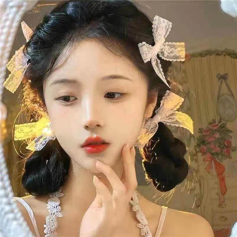 Kẹp Tóc Nơ Ren Trắng Cao Cấp Dành Cho Nữ