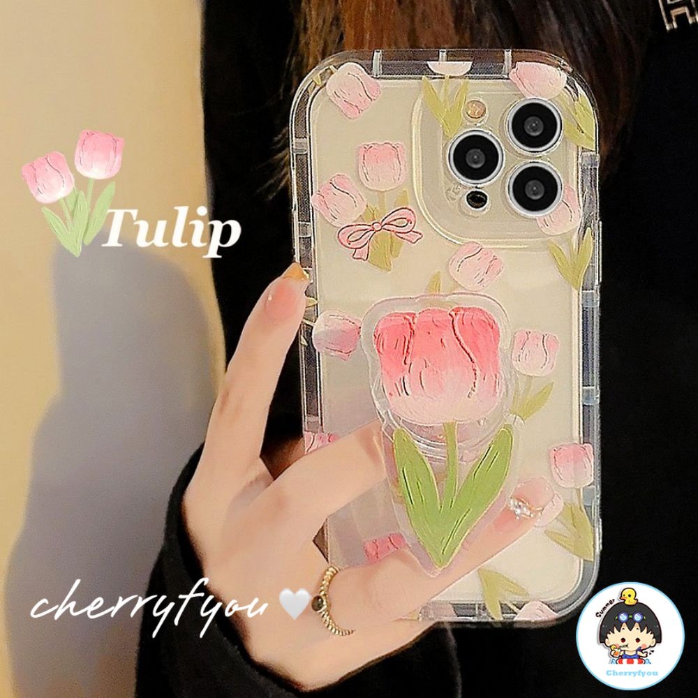 Ốp Điện Thoại TPU Mềm Chống Sốc Hình Hoa Tulip Cho IPhone 11 12 13 14 Pro Max