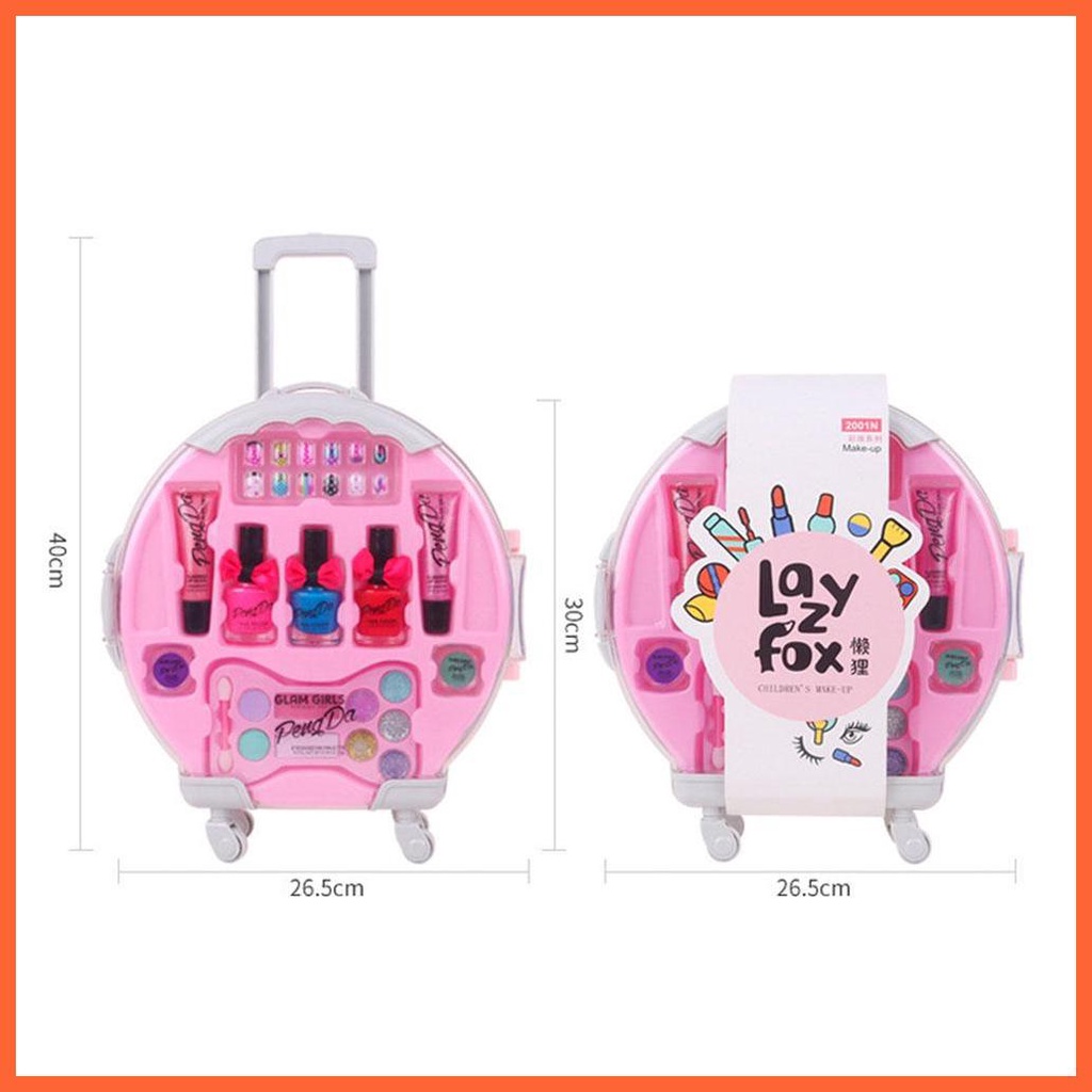 Bộ Dụng Cụ Trang Điểm Trẻ Em Trang Điểm Với Vỏ Son Vanity Có Thể Giặt Được Và Miếng Dán Móng Tay Dụng Cụ Làm
