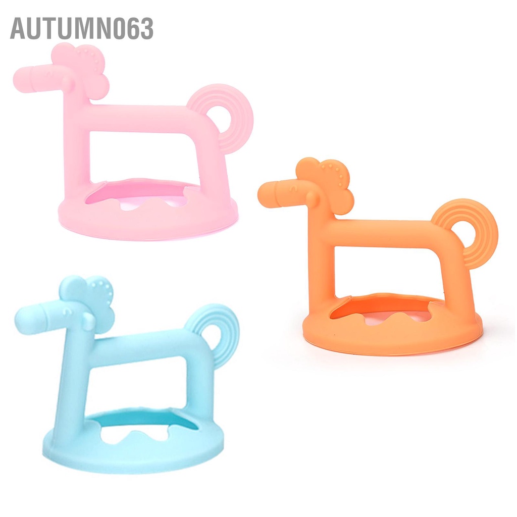 Autumn063 Bé Mọc Răng Đồ Chơi Hình Ngựa Mềm Cấp Thực Phẩm Nhai Cho Vòng Kèm Hộp
