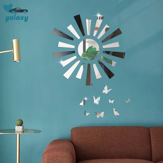 Galaxy Miếng Dán Tường Tráng Gương Acrylic Hình Hoa Hướng Dương / Bướm Phản Quang Trang Trí Nhà Cửa