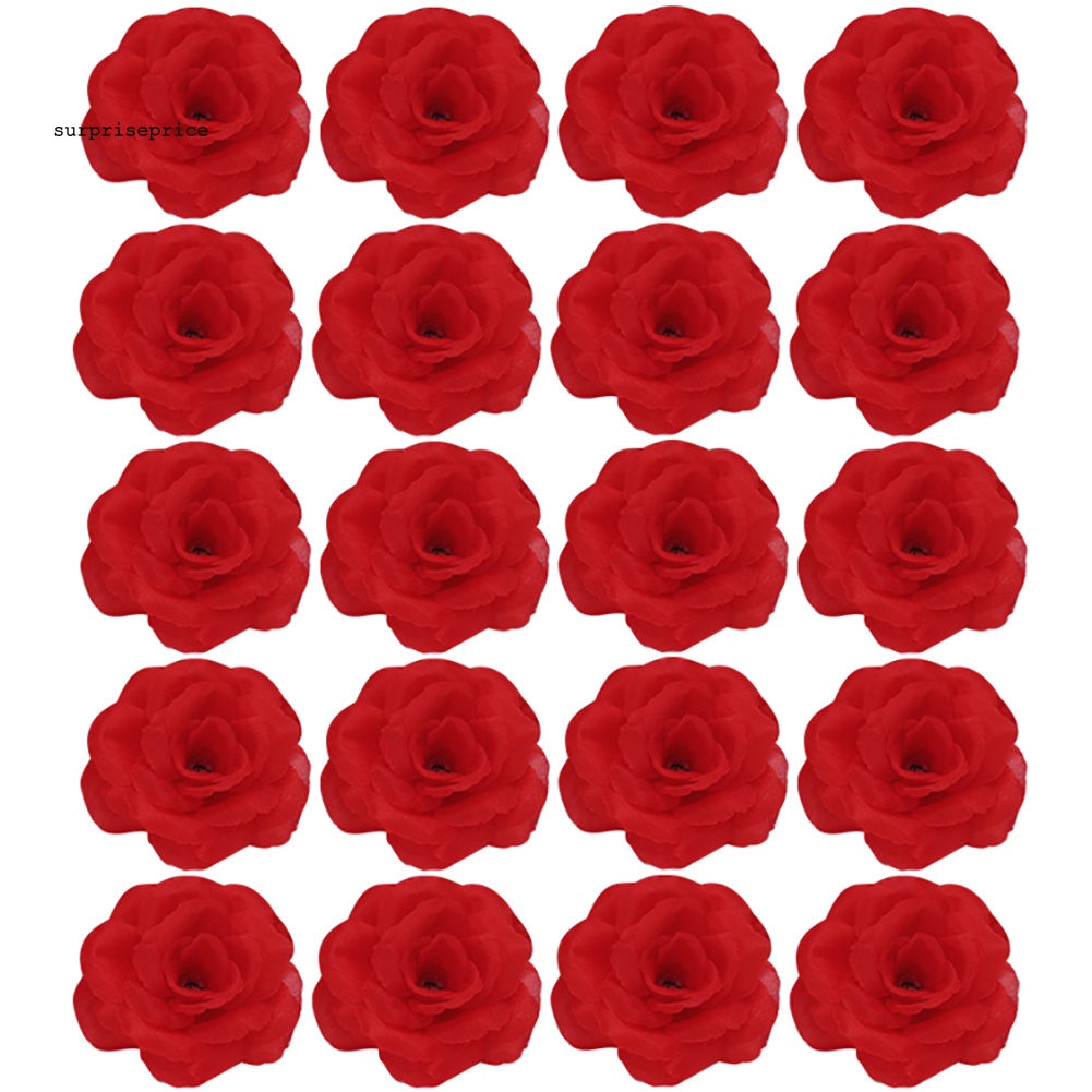 Set 20 Bông Hoa Hồng Vải 8cm Trang Trí Tiệc Cưới