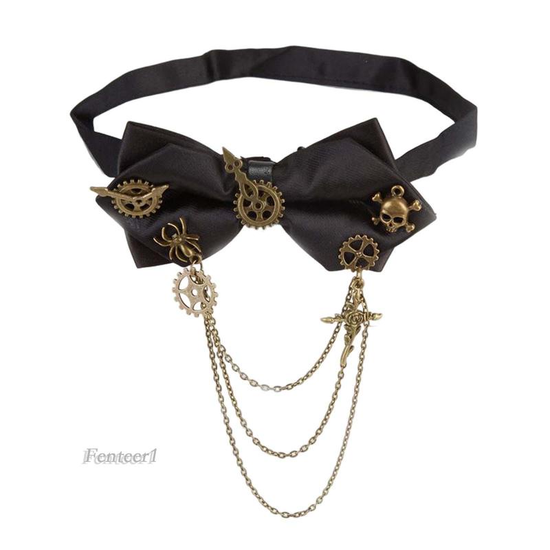 [Fenteer1] Vòng Cổ Choker Punk Với Dây Xích Bánh Răng Thoải Mái Màu Đen Cho Bạn Gái