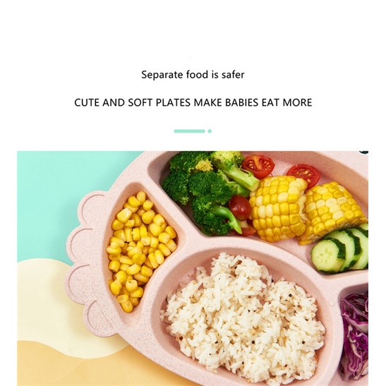 Combo khay ăn dặm, tô ăn , cốc uống nước cho bé kèm muỗng nĩa đũa cua con dễ thương lúa mạch + nhựa PP