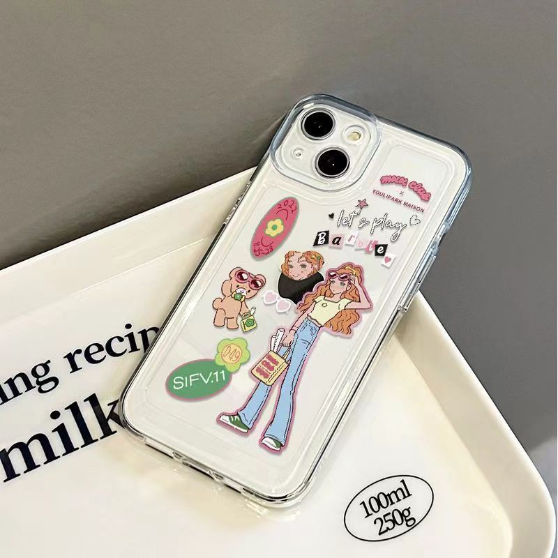 ✅Ốp Điện Thoại Trong Suốt Họa Tiết Cô Gái / Không Gian Độc Đáo Chống Sốc Cho iPhone12 pro 14pro 11 xr T7MZ