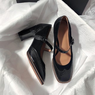 Size Station - Giày cao gót da quai ngang Mary Janes retro 8cm 800007