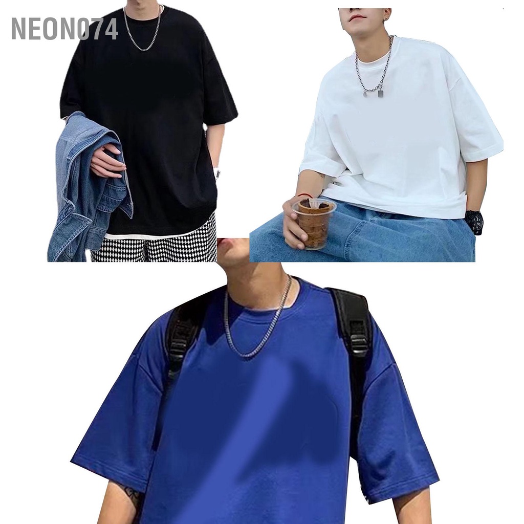 Neon074 Áo Nam In Chữ Đồ Họa Xuân Hè Thời Trang Rời Ngắn Tay Cổ Tròn Trên