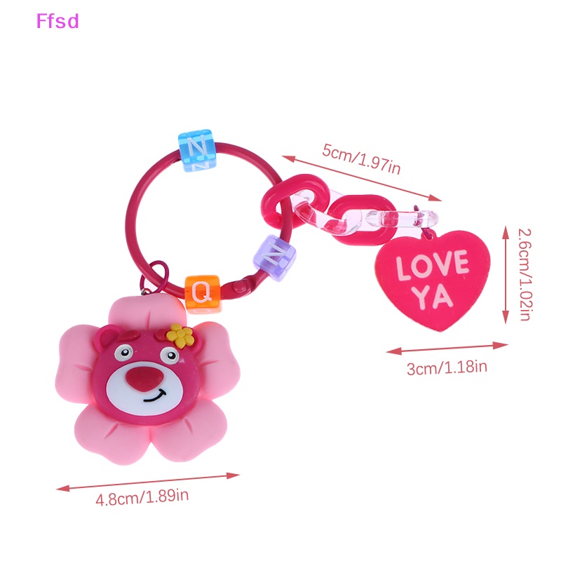 {Ffsd} Móc Khóa Resin Hình Gấu Dâu Hoạt Hình Dễ Thương DIY Trang Trí Xe Hơi * Bán Chạy