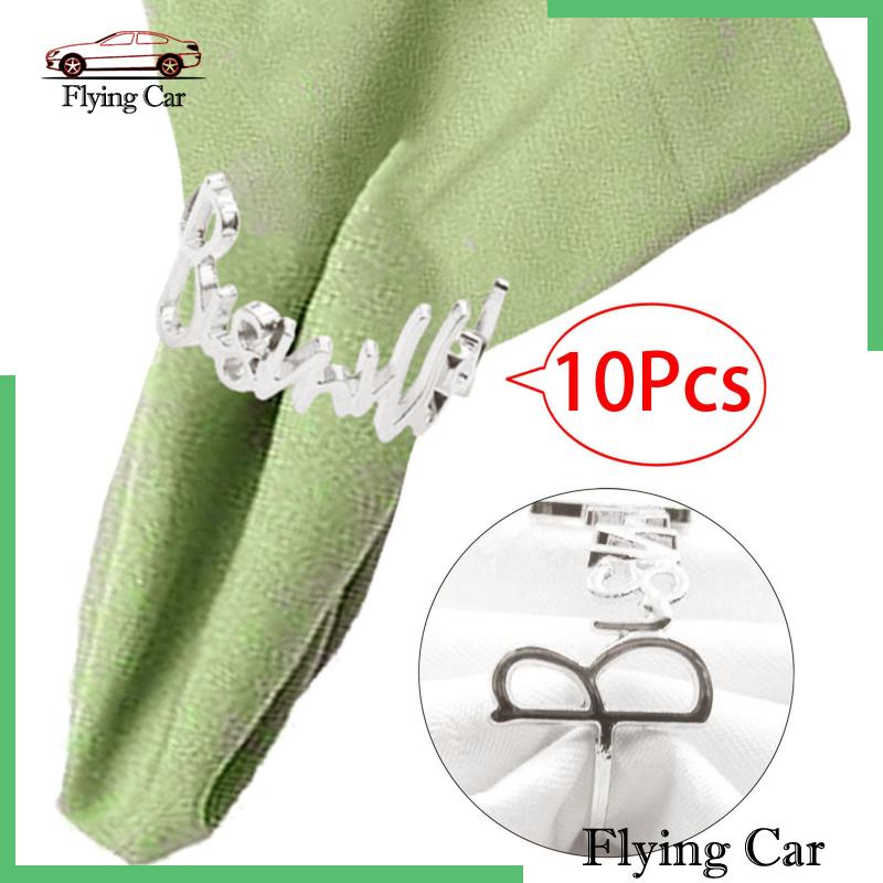 [Lzdjfmy2] Set 10 Khóa Khăn Ăn Hình Tròn Trang Trí Tiệc Ngày Lễ